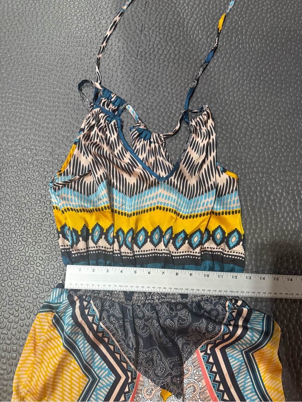Girls Multicolor Printed One-Piece Romper - Yellow & Teal